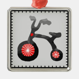 Métal Bicyclette noire rouge gris Carré ornement en méta