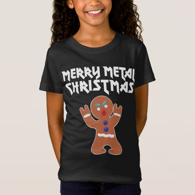 Metal Christmas lustige Metal Gingerbread Man T-Shirt (Vorderseite)