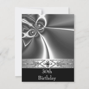 Metal Chrome Schwarz Weiß Stil Silber 30. Einladung
