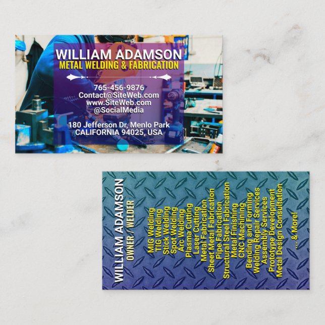 (Metal Contractor Services) Fabrication & Welding Visitenkarte (Vorne/Hinten)