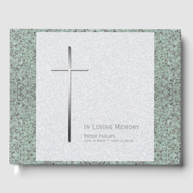 Metal Cross Stone 2 Beerdigung Memorial Gästebuch (Vorderseite)
