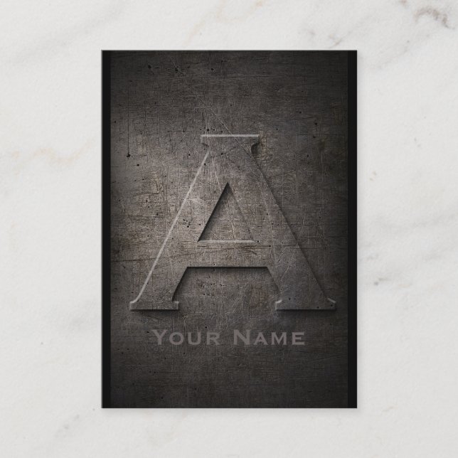 Métal De Bronze Monogrammé Un Carte de visite (Devant)