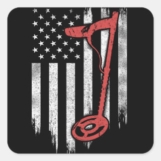 Metal Detection American Flag Quadratischer Aufkleber