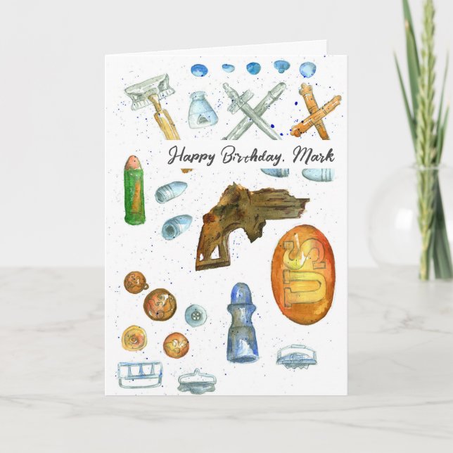 Metal Detection Happy Birthday Treasure Hunter Karte (Vorderseite)