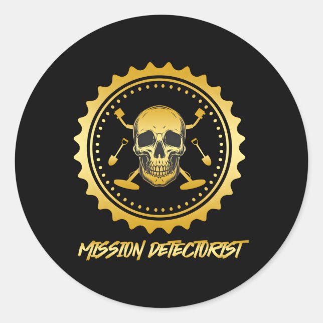 Metal Detector Mission Detectorist Schatzsucher P Runder Aufkleber (Vorderseite)