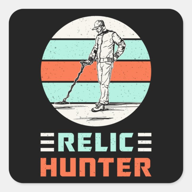 Metal Detectorist Retro Funny Gift Idee Quadratischer Aufkleber (Vorderseite)