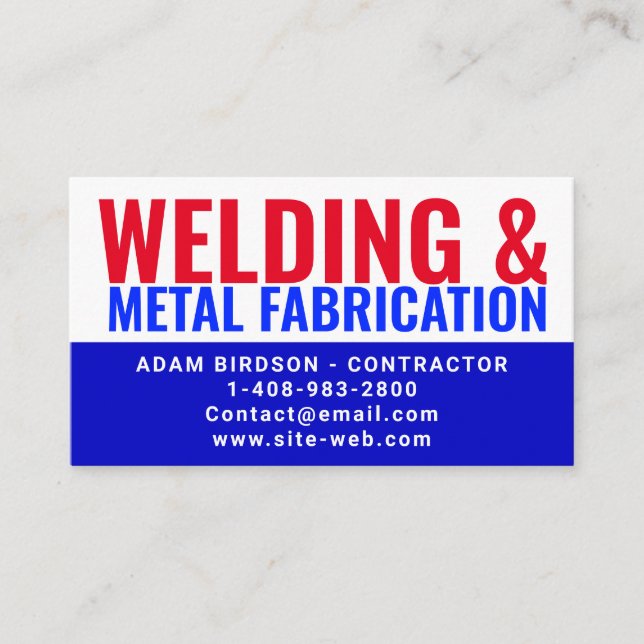 Metal Fabrication & Welding Contractor Services |  Telefonnummerkarte (Vorderseite)