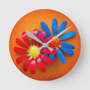 Metal Garden Flowers Runde Wanduhr