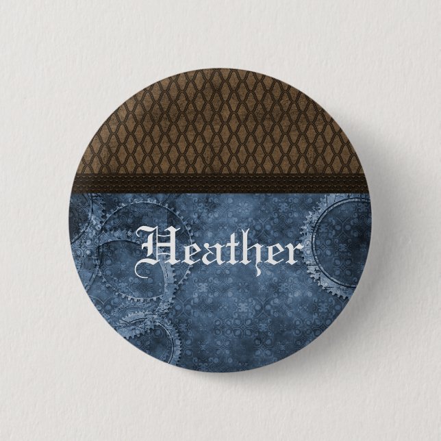 Metal Gear Steampunk Button, Blue Button (Vorderseite)