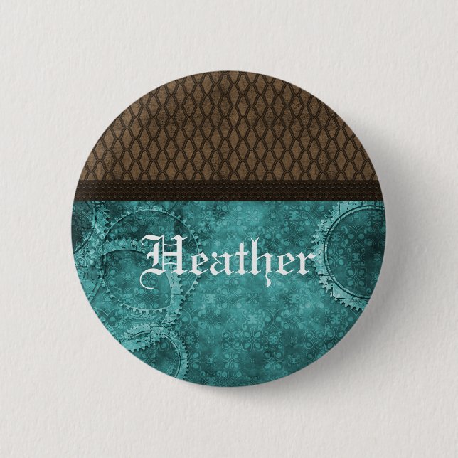 Metal Gear Steampunk Button, Teal Button (Vorderseite)