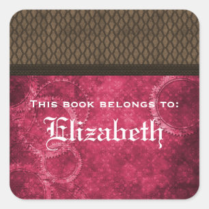 Metal Gear Steampunk-Exlibris-Aufkleber, Rosa Quadratischer Aufkleber