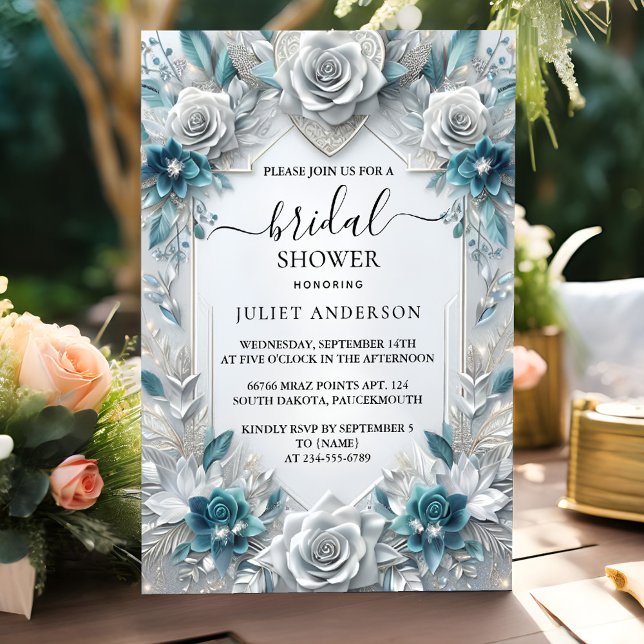 Metal Glam Shiny High End Silver Brautparty Einladung (Von Creator hochgeladen)