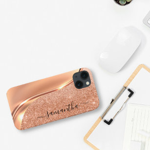 Metal Glitzer Look 3-D Rose Gold Wave Name Case-Mate iPhone Hülle