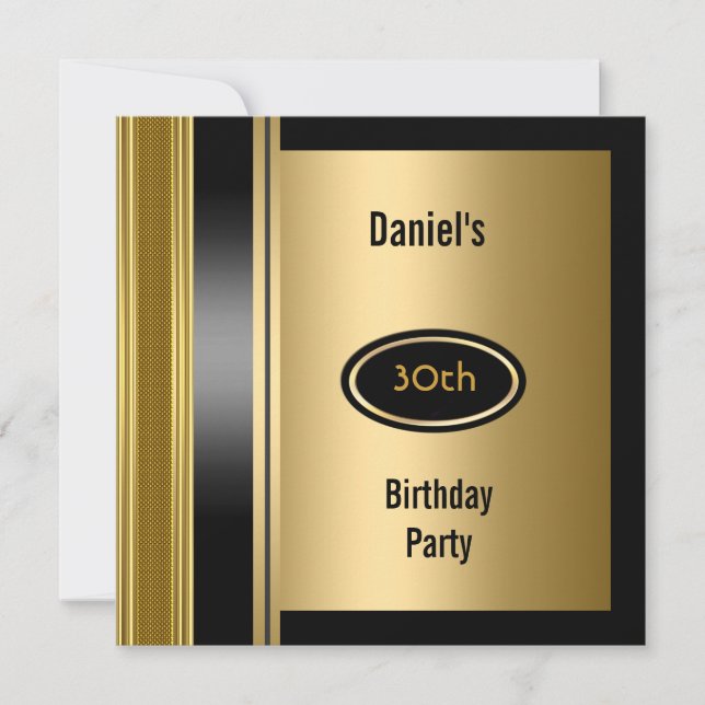 Metal Gold Mens 30. Geburtstag Bronze Man Einladung (Vorderseite)