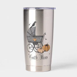 Metal Goth Mama Halloween Antique Baby Carriage Thermobecher