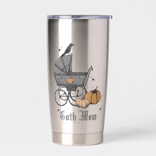 Metal Goth Mama Halloween Antique Baby Carriage Thermobecher (Links)