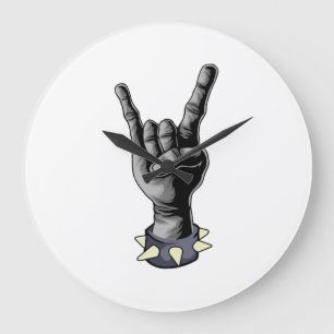 Metal Hand Devil Horns Heavy Metal Große Wanduhr