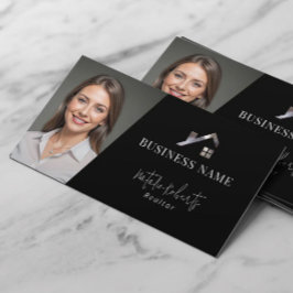 Metal House Logo Real Anwesen Realtor Black Foto Visitenkarte