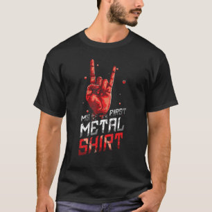 Metal Kids Rock Hand Metal Sign Metal Lover First T-Shirt