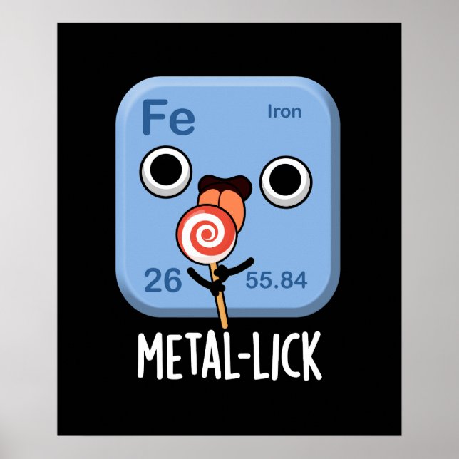 Metal-lick Funny Chemistry Metal Pun Dark BG Poster (Vorne)