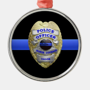 Métal Ligne Bleue Mince Insigne de police Ornement en mé