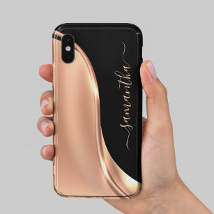 Metal Look 3-D Rose Gold Wave Name Case-Mate iPhone Hülle