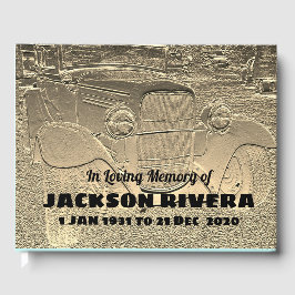Metal Look Classic Car Memorial Gästebuch