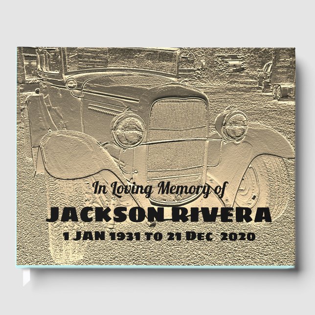 Metal Look Classic Car Memorial Gästebuch (Vorderseite)