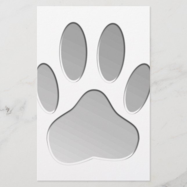 Metal-Look Dog Paw Print Briefpapier (Vorderseite)