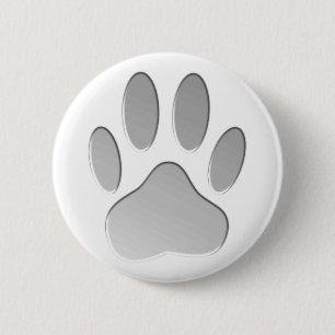 Metal-Look Dog Paw Print Button