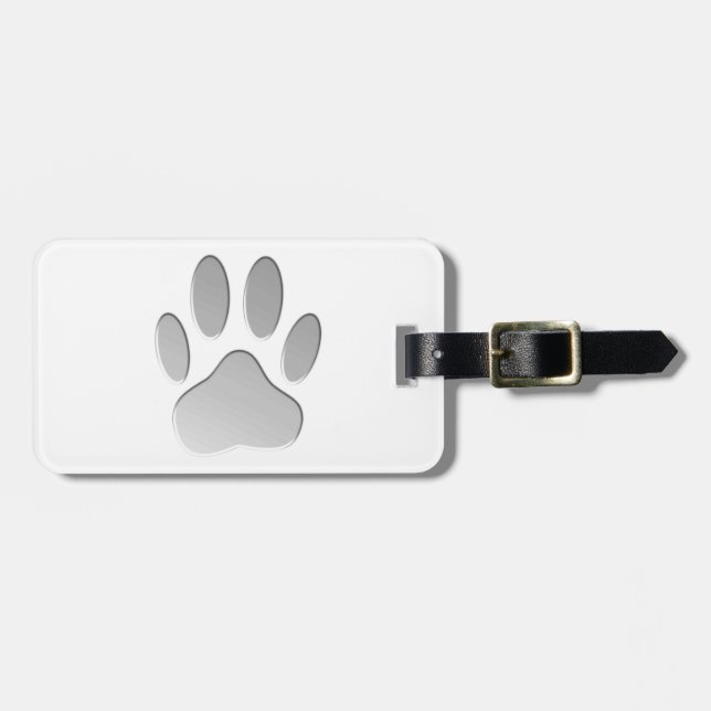 Metal-Look Dog Paw Print Gepäckanhänger (Vorderseite horizontal)