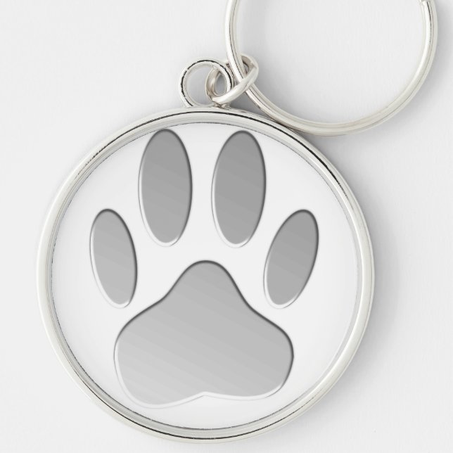 Metal-Look Dog Paw Print Schlüsselanhänger (Vorne)