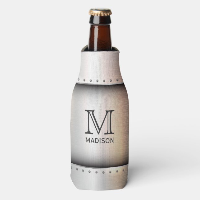 Metal Look Maßmonogramm-Flasche cooler Flaschenkühler (Flaschenvorderseite)
