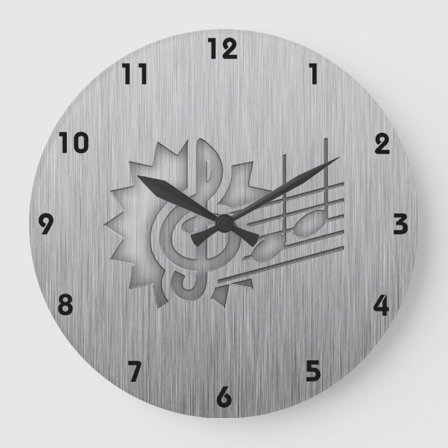 Metal-Look Treble Clef Große Wanduhr (Vorderseite)