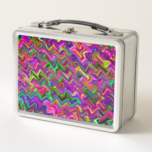 Metal Lunchbox - Farbenfrohe Zigzag #2