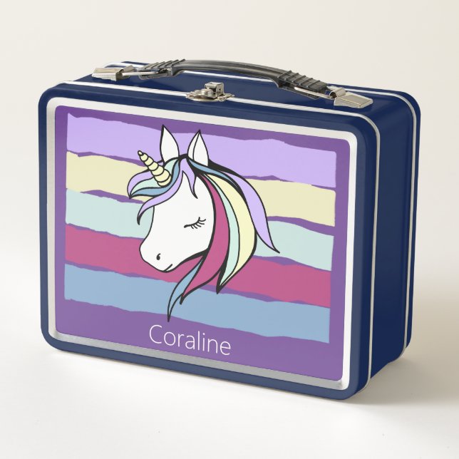 Metal Lunchbox mit niedlicher Einhornabbildungen (Vorderseite)