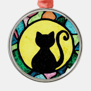 Métal Ornement d'aquarelle de Kitty en verre souillé