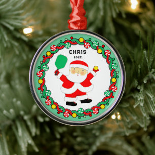 Métal Ornement en céramique Pickleball Père Noël