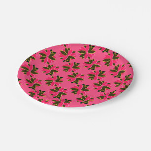 Metal Poinsettia Blume-11-PINK-GOLD-PAPER-TELLER Pappteller