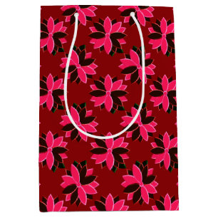 Metal Poinsettia Blume-15-Rosa-Rot-GIFT BAG Mittlere Geschenktüte