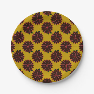 Metal Poinsettia Blume-4-Rot-Gold-PAPER-TELLER Pappteller