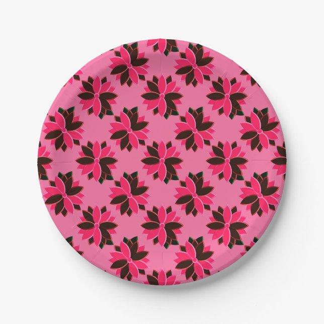 Metal Poinsettia Blume-9-PINK-RED-PAPER-TELLER Pappteller (Vorderseite)