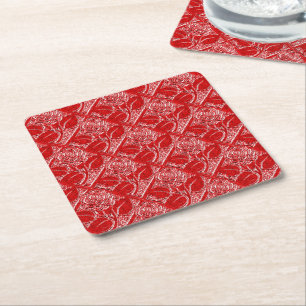 Metal-Rose-24-Rot-Untersetzer-Set Rechteckiger Pappuntersetzer