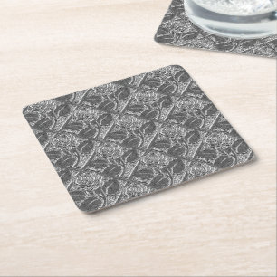 Metal-Rose-5-Silver-Untersetzer-Set Rechteckiger Pappuntersetzer