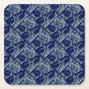 Metal-Rose-6-Dunkles Blue-Untersetzer-Set Rechteckiger Pappuntersetzer