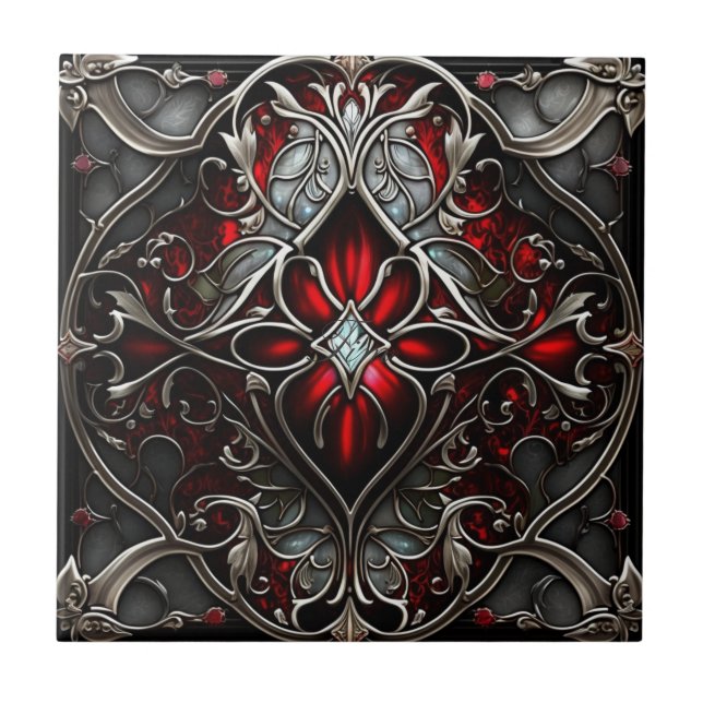 Metal Ruby Art Fliese (Vorderseite)