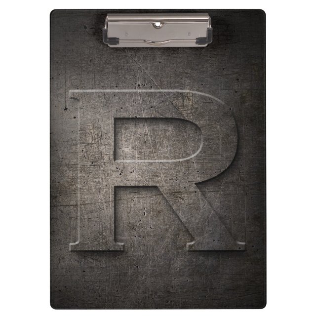 Metal Rustic R Monogram Clipboard Klemmbrett (Vorderseite)