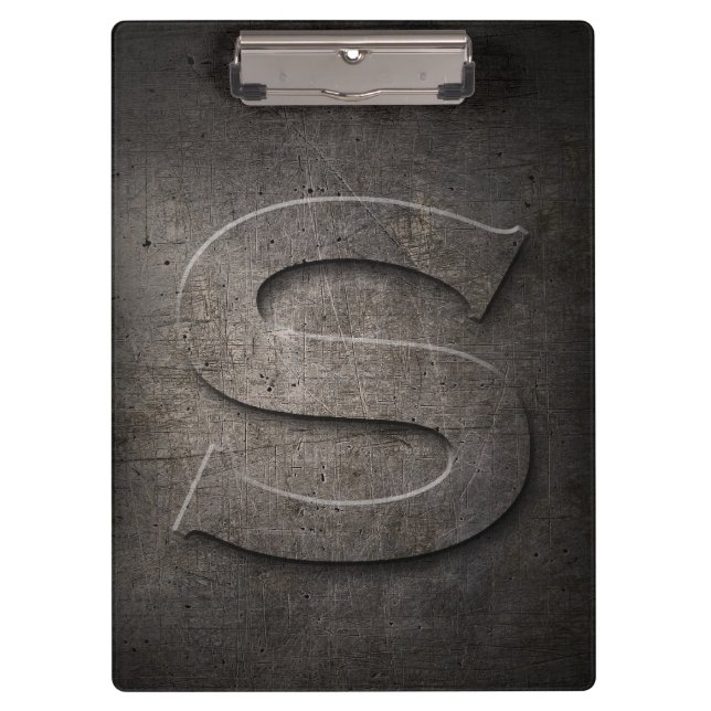 Metal Rustic S Monogram Clipboard Klemmbrett (Vorderseite)
