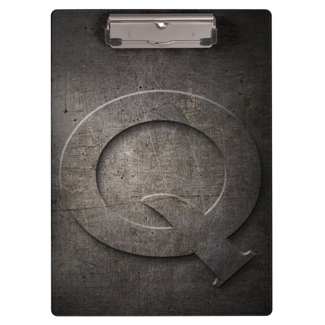 Metal-Rustikale Q Monogramm-Zwischenablage Klemmbrett (Vorderseite)