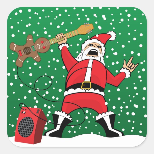 Metal Santa Quadratischer Aufkleber (Vorderseite)